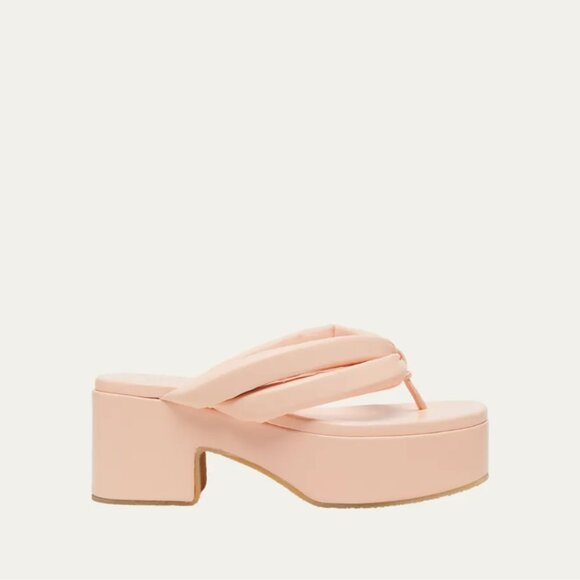 NWT Dries Van Noten Platform Flip Flop Padded Leather Straps Light Pink Sz 37.5 - Picture 1 of 10